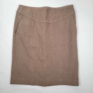 Banana Republic Skirt Womens 4 Brown Herringbone Pencil Stretch Lined Back Zip